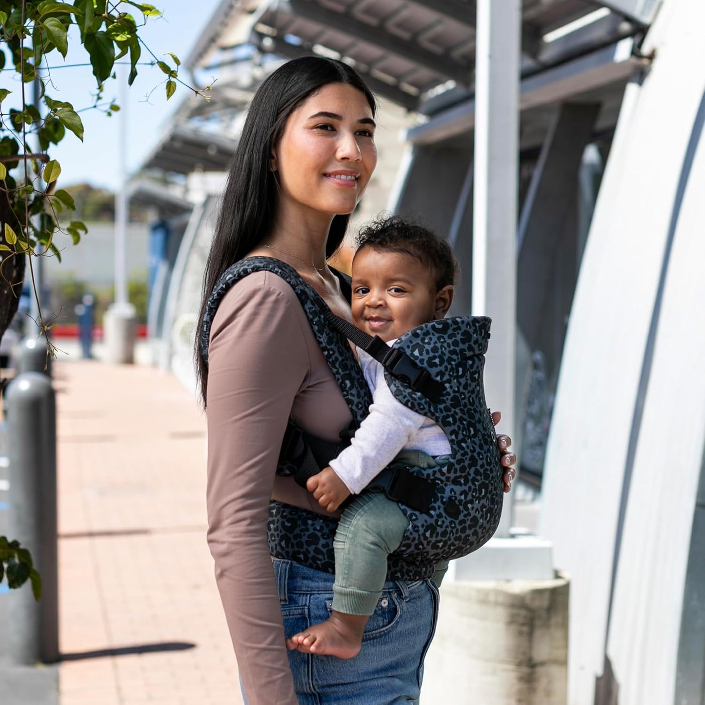 Flip Advanced 4-In-1 Carrier - Ergonomic, Convertible, Face-In and Face-Out Front and Back Carry for Newborns and Older Babies 8-32 Lbs, Black & Gray Leopard