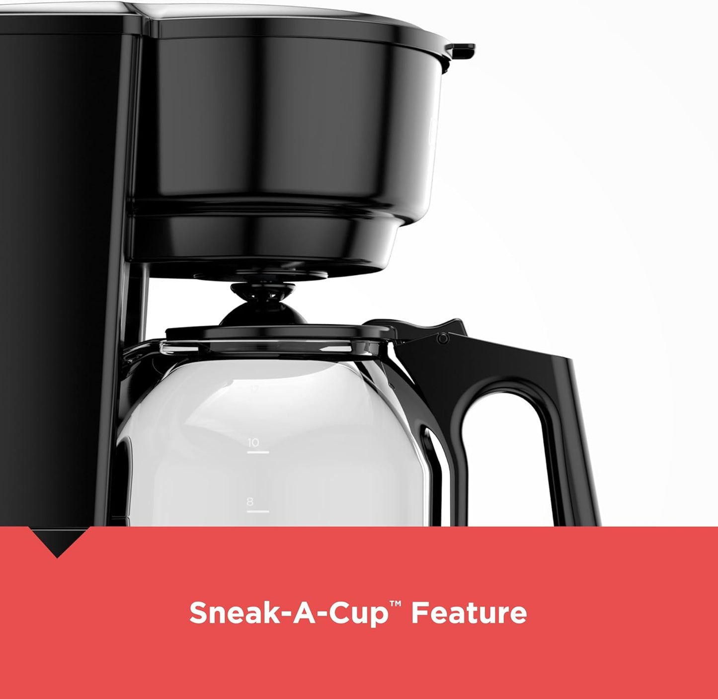 12-Cup Coffee Maker with Easy On/Off Switch, Easy Pour, Non-Drip Carafe with Removable Filter Basket, Black