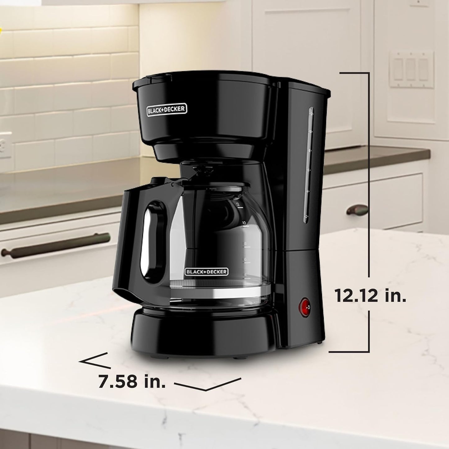 12-Cup Coffee Maker with Easy On/Off Switch, Easy Pour, Non-Drip Carafe with Removable Filter Basket, Black