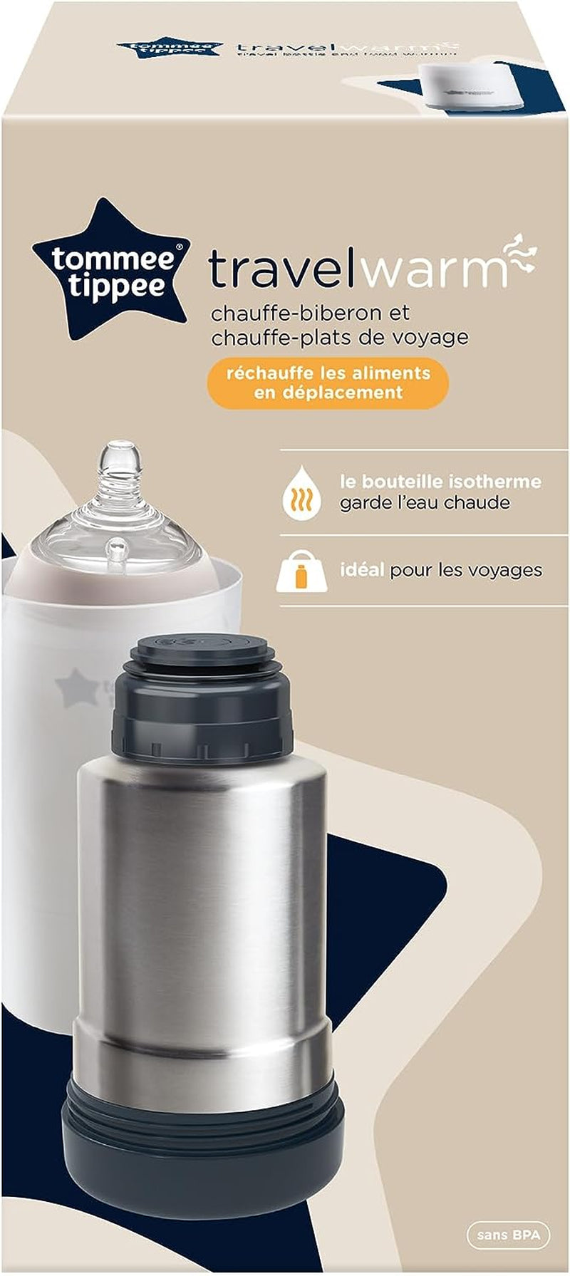 Closer to Nature Portable Travel Baby Bottle and Food Warmer, Ideal for Travel, Thermal Insulation, Stainless Steel Flask with Leak-Proof Lid