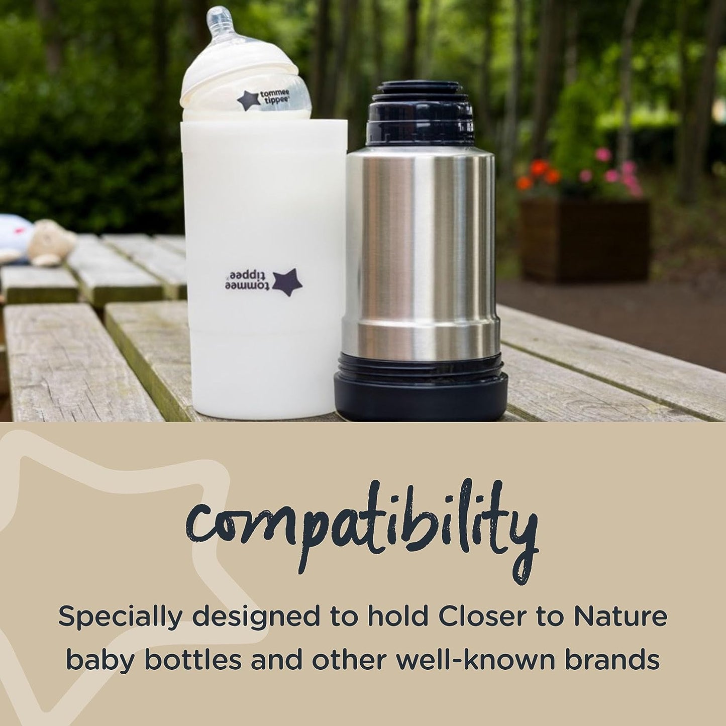 Closer to Nature Portable Travel Baby Bottle and Food Warmer, Ideal for Travel, Thermal Insulation, Stainless Steel Flask with Leak-Proof Lid