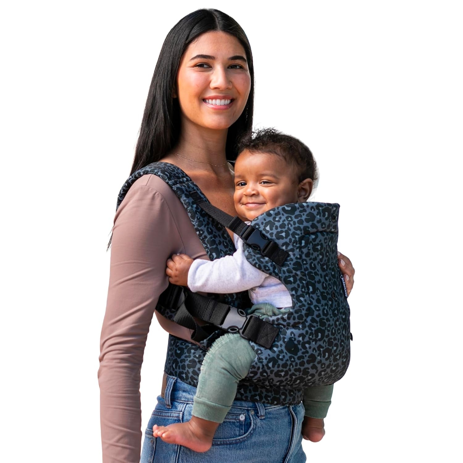 Flip Advanced 4-In-1 Carrier - Ergonomic, Convertible, Face-In and Face-Out Front and Back Carry for Newborns and Older Babies 8-32 Lbs, Black & Gray Leopard