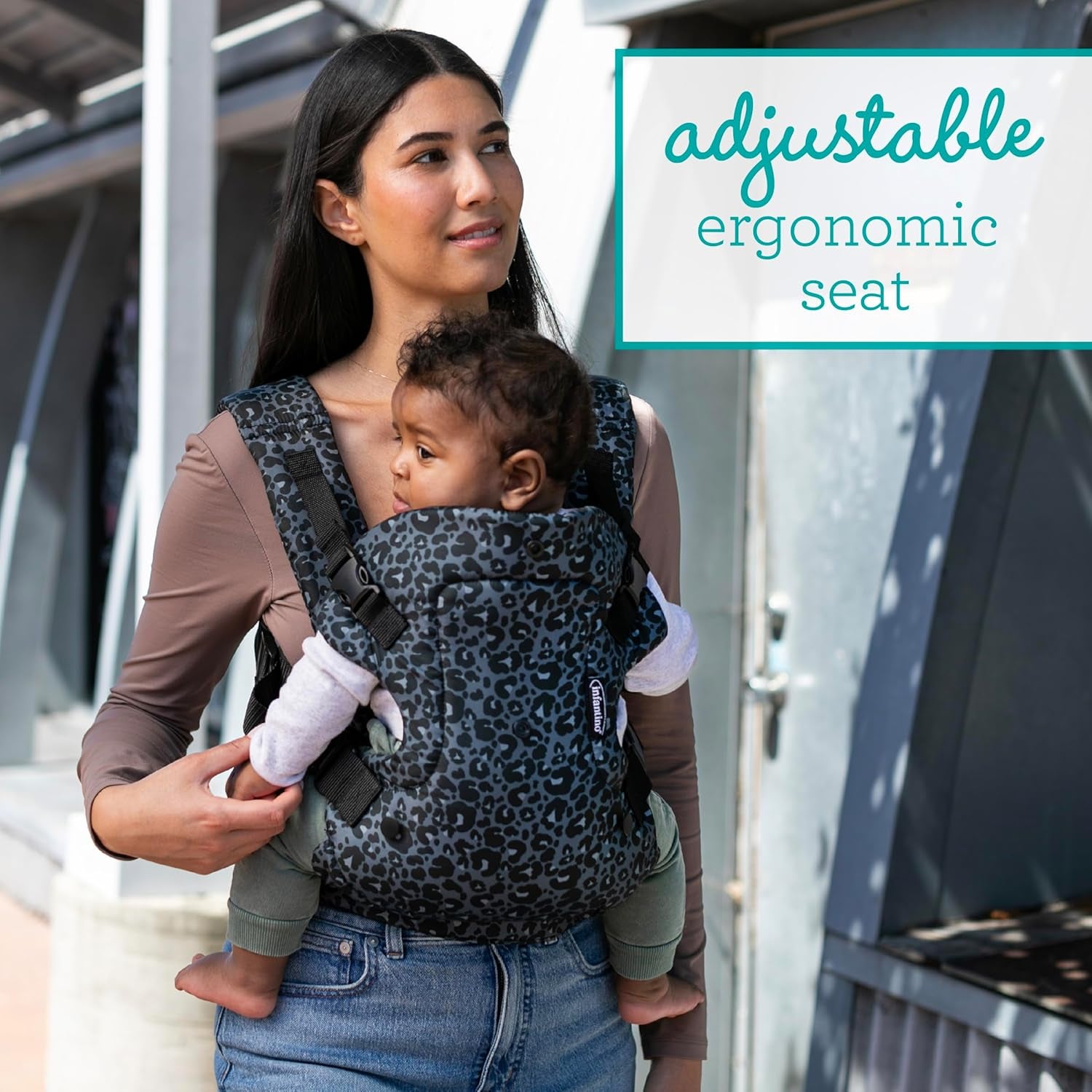 Flip Advanced 4-In-1 Carrier - Ergonomic, Convertible, Face-In and Face-Out Front and Back Carry for Newborns and Older Babies 8-32 Lbs, Black & Gray Leopard